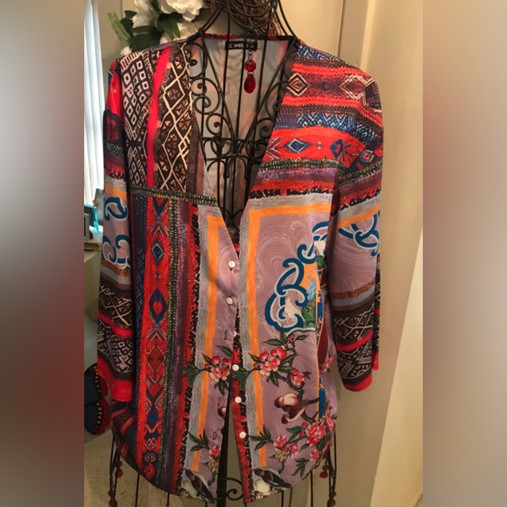 Shailay button down v-neck top XXL
